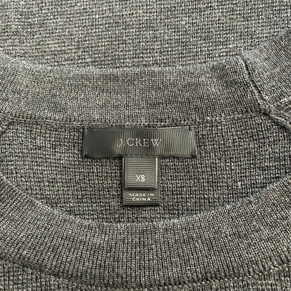 J. Crew Merino Wool Leather Pocket Tee Sweater Women's XS Grey - Picture 6 of 9